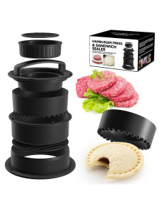 Prensa de Hamburguesas 4 en 1 Fvbber con 100 Papeles Antiadherentes