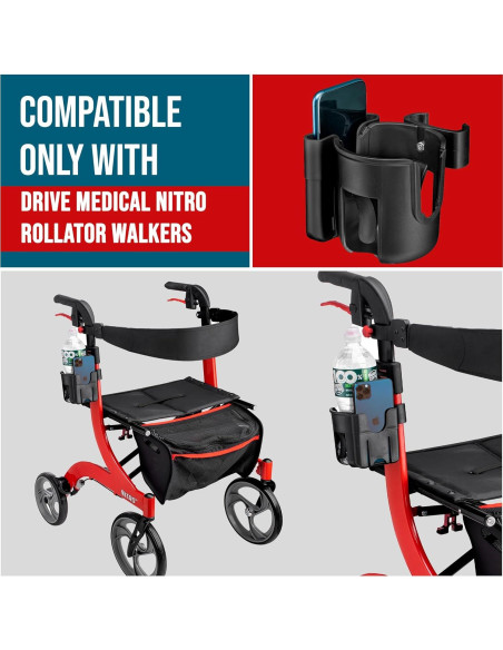 Soporte para Taza y Teléfono Drive Medical Nitro - Rojo/Negro