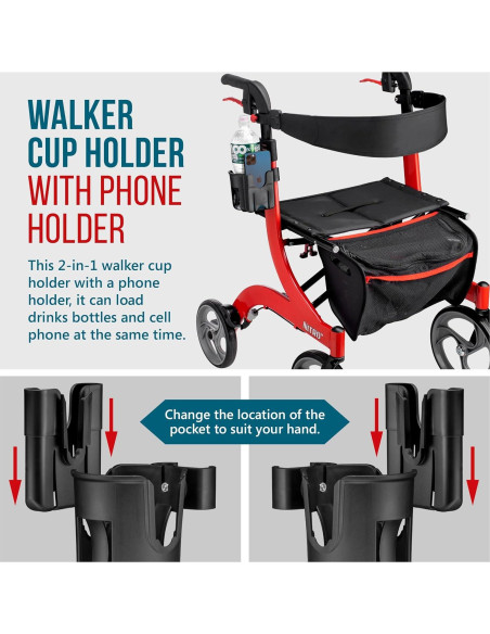 Soporte para Taza y Teléfono Drive Medical Nitro - Rojo/Negro