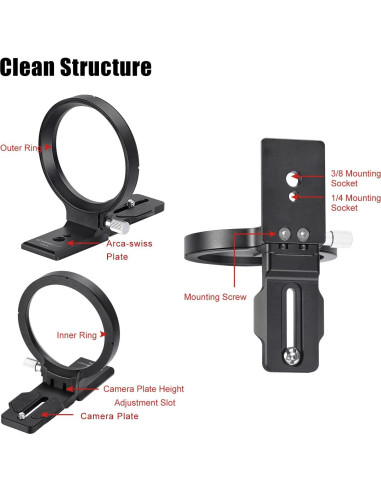 Collar Rotatorio Universal SUNWAYFOTO LS-75 para Cámaras DSLR