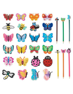 FASHEWELRY 24 Piezas Adornos de Lápiz de Plástico Coloridos