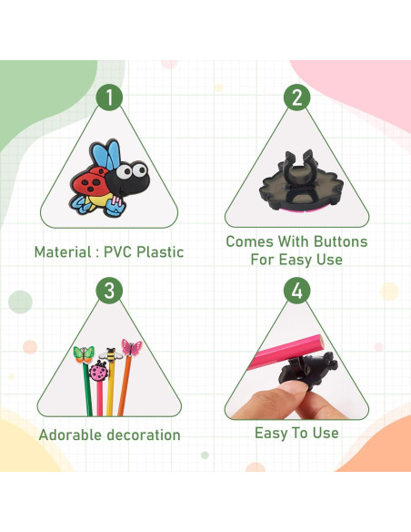 FASHEWELRY 24 Piezas Adornos de Lápiz de Plástico Coloridos