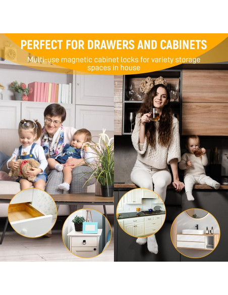Cerraduras Magnéticas Axfvd para Gabinetes a Prueba de Niños - 10 Unidades