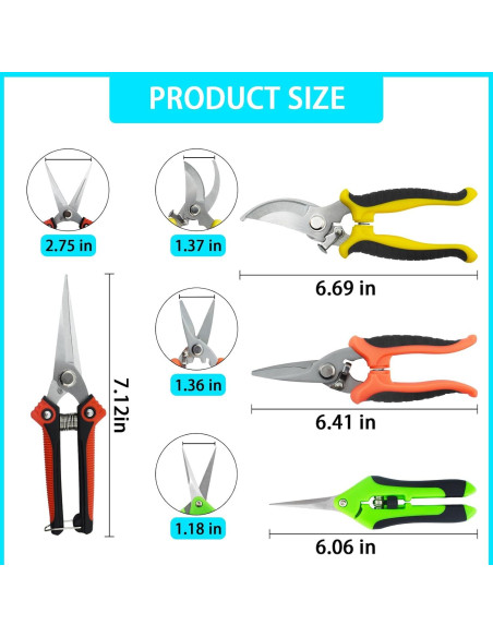 Juego de tijeras de podar Renashed 4 piezas acero inoxidable