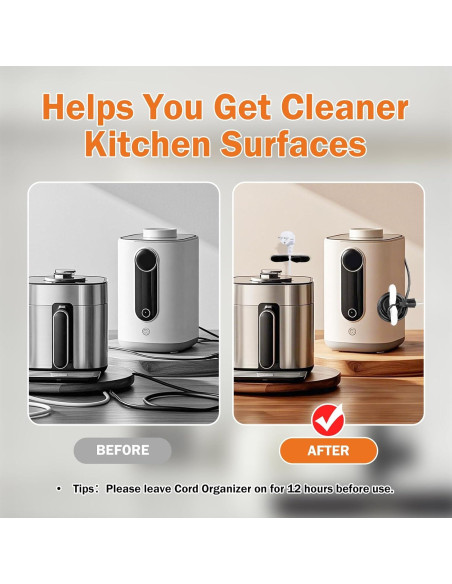 Organizador de Cables para Electrodomésticos de Cocina - 4 Piezas Negro