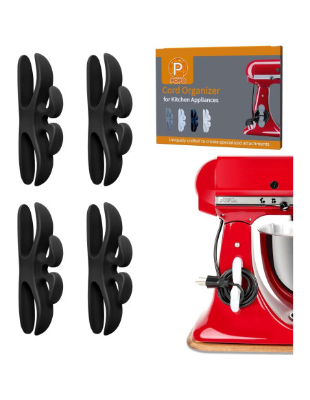 Organizador de Cables para Electrodomésticos de Cocina - 4 Piezas Negro