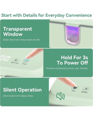 Calentador de Toallitas Chefhandy para Bebés con Luz UV y 3 Modos