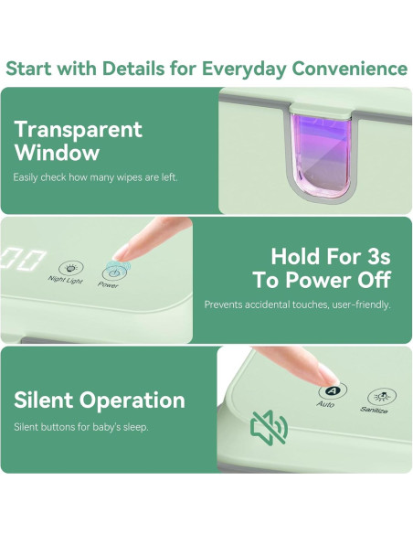 Calentador de Toallitas Chefhandy para Bebés con Luz UV y 3 Modos