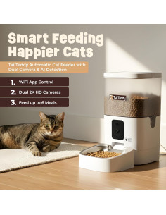 Alimentador Automático para Gatos TailTeddy 6L con App WiFi 2
