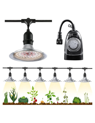 Luz de Cultivo LED Espird 6 Bombillas con Temporizador IP44