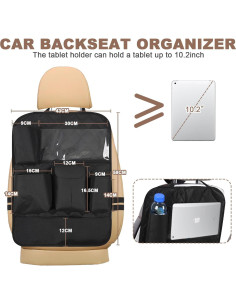 Organizador de Asiento Trasero GMQ Negro 58.4x40.6 cm 2