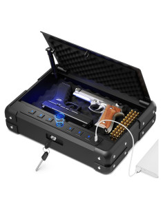 Caja Fuerte Biométrica GUVELI para 3-4 Pistolas, 7.26 kg