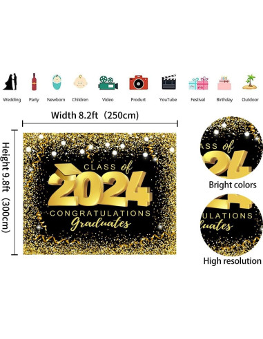 Fondo de Fotografía Graduación 2024 Nihilar 3x2.5m Vinilo