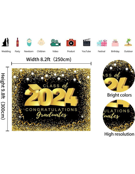 Fondo de Fotografía Graduación 2024 Nihilar 3x2.5m Vinilo