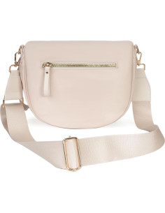 Bolso Cruzado Beige de Nailon para Mujeres - Espacioso y Elegante 2