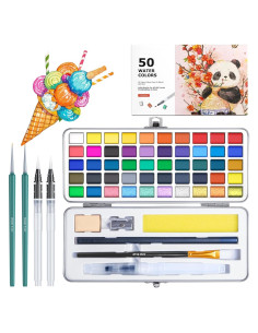 Set de Acuarelas Botkc 100 Colores con Pinceles y Papeles