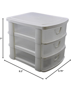 Organizador de Plástico Mini 3 Cajones Dependable Blanco 2