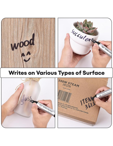 Marcadores Permanentes Jumbo Mr. Pen, 4 Piezas, Punta Cincel, Negro