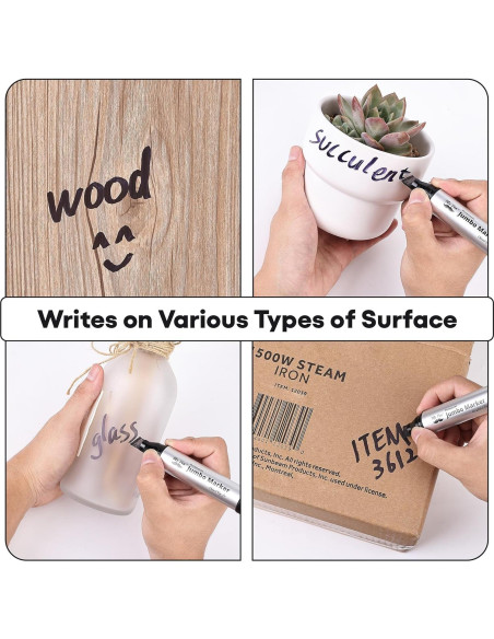 Marcadores Permanentes Jumbo Mr. Pen, 4 Piezas, Punta Cincel, Negro