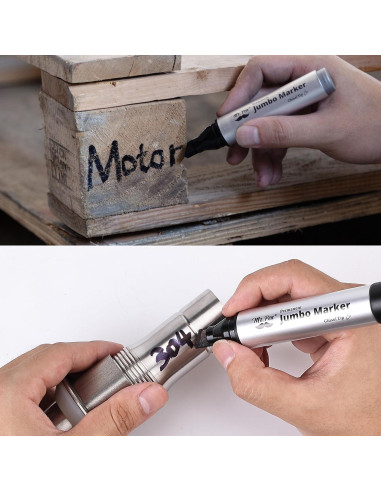Marcadores Permanentes Jumbo Mr. Pen, 4 Piezas, Punta Cincel, Negro