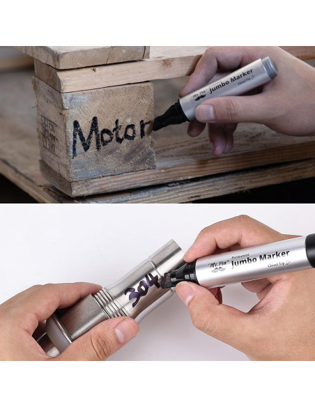 Marcadores Permanentes Jumbo Mr. Pen, 4 Piezas, Punta Cincel, Negro