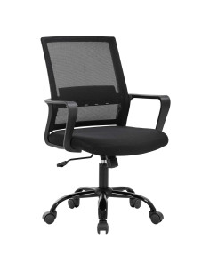 Silla de Oficina Ergonómica Giratoria BestOffice Negra con Soporte Lumbar