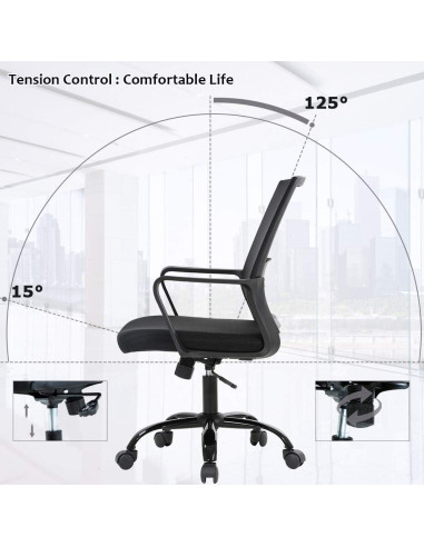 Silla de Oficina Ergonómica Giratoria BestOffice Negra con Soporte Lumbar