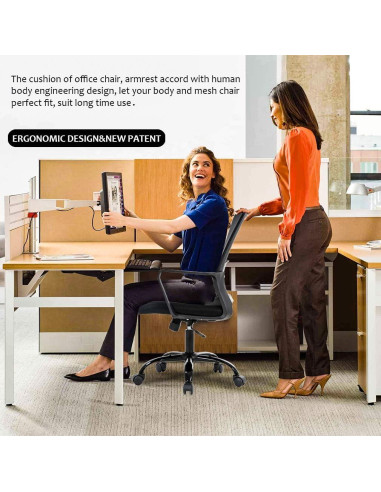Silla de Oficina Ergonómica Giratoria BestOffice Negra con Soporte Lumbar