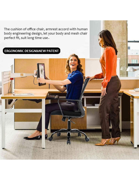 Silla de Oficina Ergonómica Giratoria BestOffice Negra con Soporte Lumbar