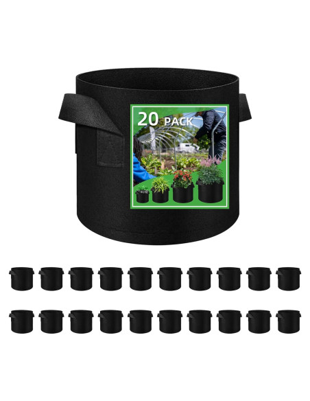 LITLANDSTAR 20 Bolsas de Cultivo de Tela 3 Galones para Jardín