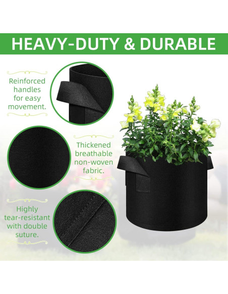 LITLANDSTAR 20 Bolsas de Cultivo de Tela 3 Galones para Jardín