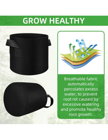 LITLANDSTAR 20 Bolsas de Cultivo de Tela 3 Galones para Jardín