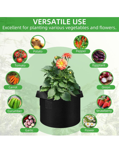 LITLANDSTAR 20 Bolsas de Cultivo de Tela 3 Galones para Jardín