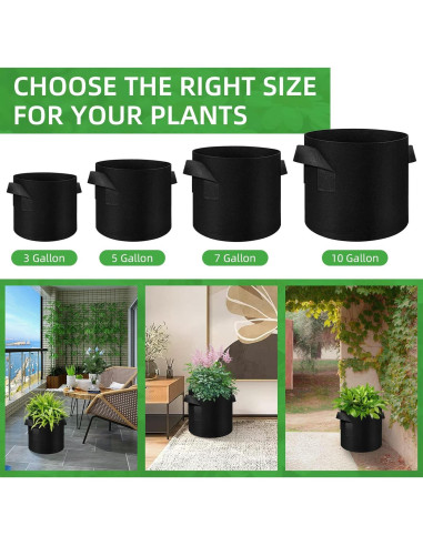 LITLANDSTAR 20 Bolsas de Cultivo de Tela 3 Galones para Jardín