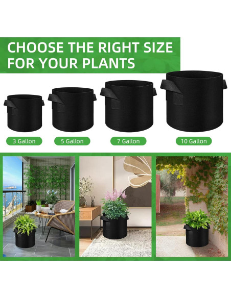 LITLANDSTAR 20 Bolsas de Cultivo de Tela 3 Galones para Jardín