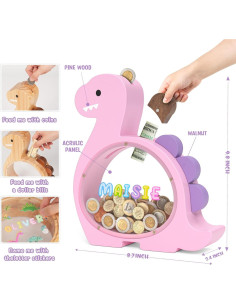 Hucha de Madera Dinosaurio Summidate Brachiosaurio Púrpura 2