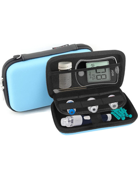 Estuche de viaje duro Cecety para suministros de diabetes Azul
