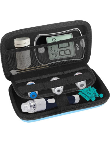 Estuche de viaje duro Cecety para suministros de diabetes Azul