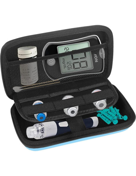 Estuche de viaje duro Cecety para suministros de diabetes Azul