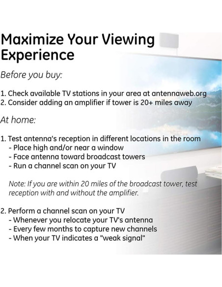 Antena de TV Interior GE Modern Loop 4K HD VHF UHF 33675