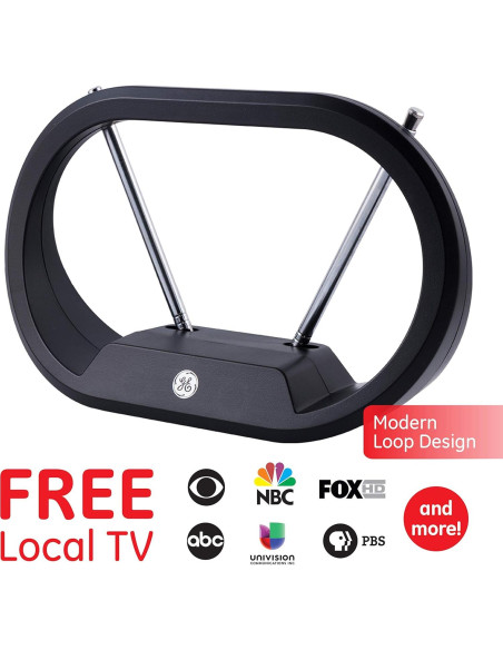 Antena de TV Interior GE Modern Loop 4K HD VHF UHF 33675