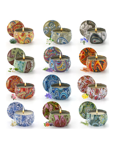 Juego de 12 Velas Aromáticas de Soja Obisesio - Aromaterapia