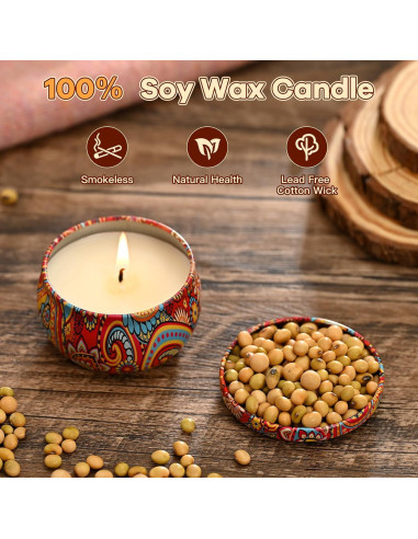 Juego de 12 Velas Aromáticas de Soja Obisesio - Aromaterapia