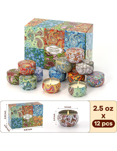 Juego de 12 Velas Aromáticas de Soja Obisesio - Aromaterapia