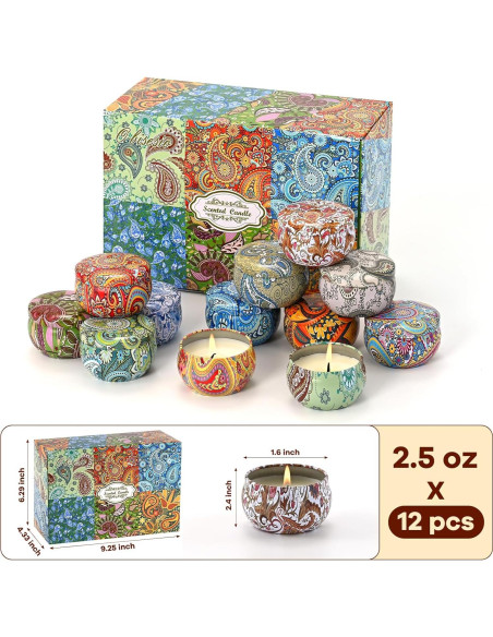 Juego de 12 Velas Aromáticas de Soja Obisesio - Aromaterapia