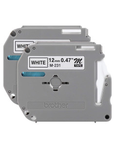 Cinta Brother M-2312PK 2 Paquete 12mm Negro sobre Blanco