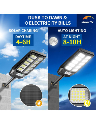Luces Solares Deepn para Exteriores IP66 con Sensor y Control Remoto