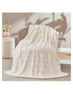 Manta de piel sintética Lotus Karen 178x203 cm blanca suave