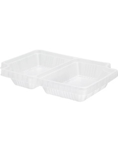 Bandejas de Plástico Transparentes 14 Onzas 2 Compartimentos Restaurantware 2
