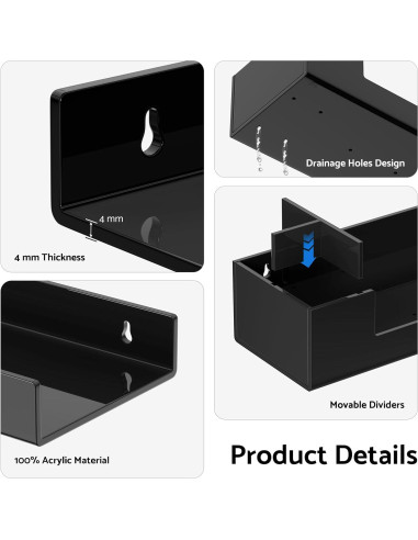 Estantes de baño HIIMIEI flotantes negros con soporte para toallas
